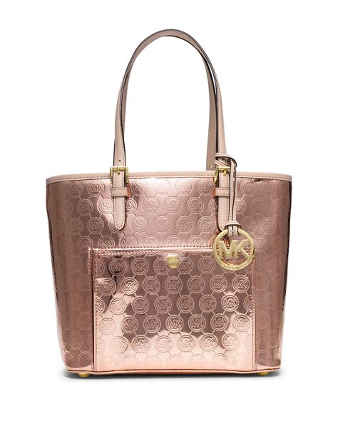 michael kors purse rose gold|michael kors gold metallic purse.